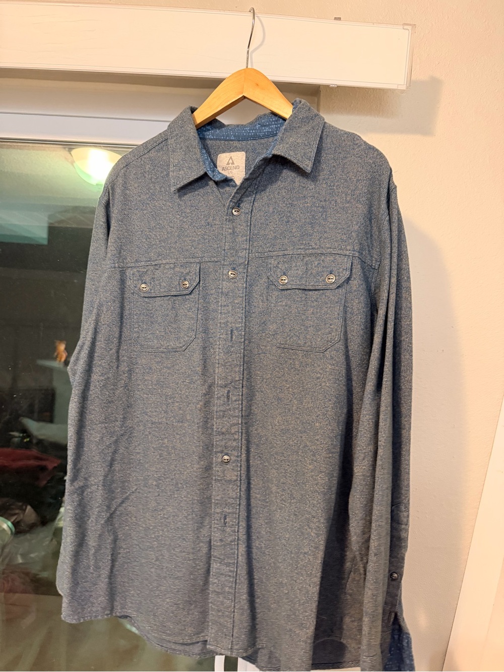 Ascend Men's Button-Down Heathered Blue Casual Shirt
